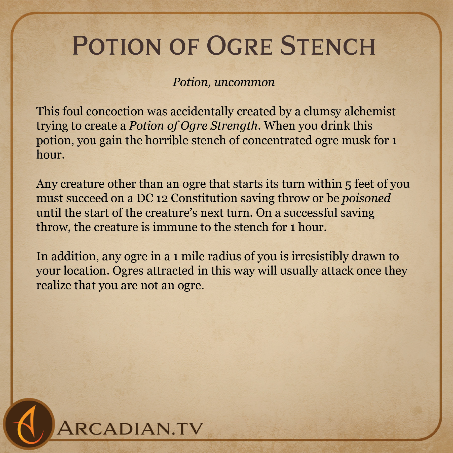 Potion Of Ogre Stench DnD New Magic Item Arcadian Media