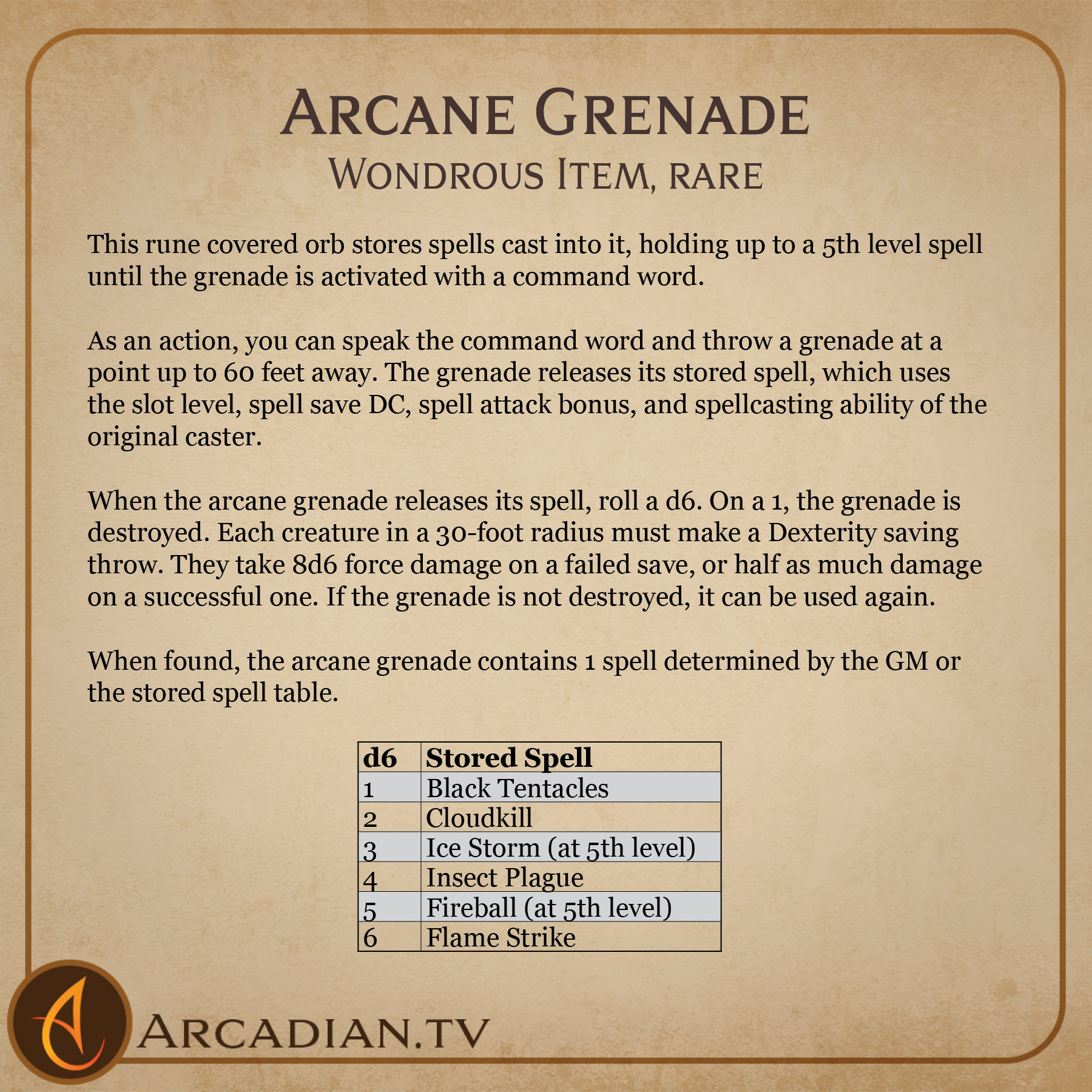 Arcane Grenade New Dnd Magic Item Arcadian Media