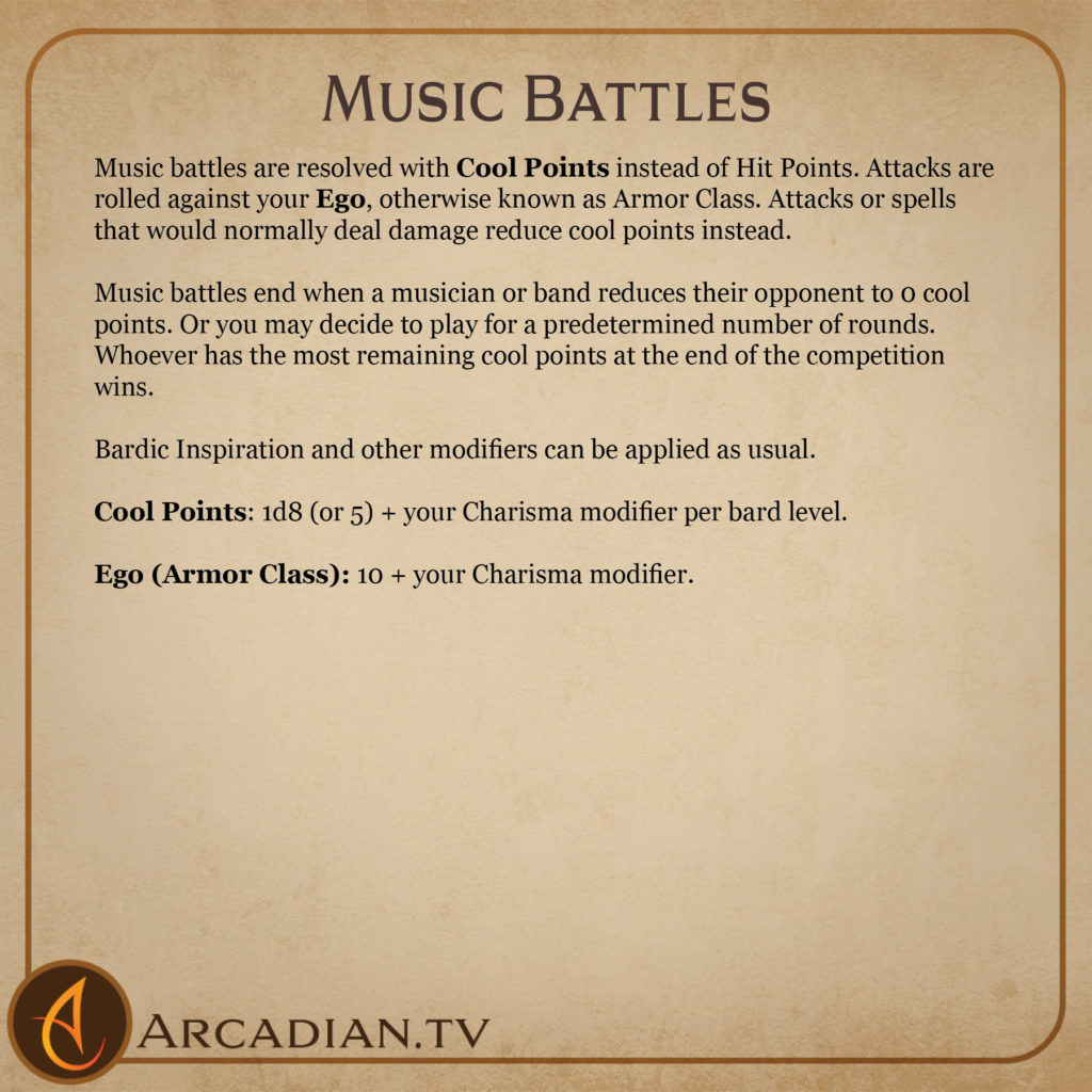 Music Battles rules card