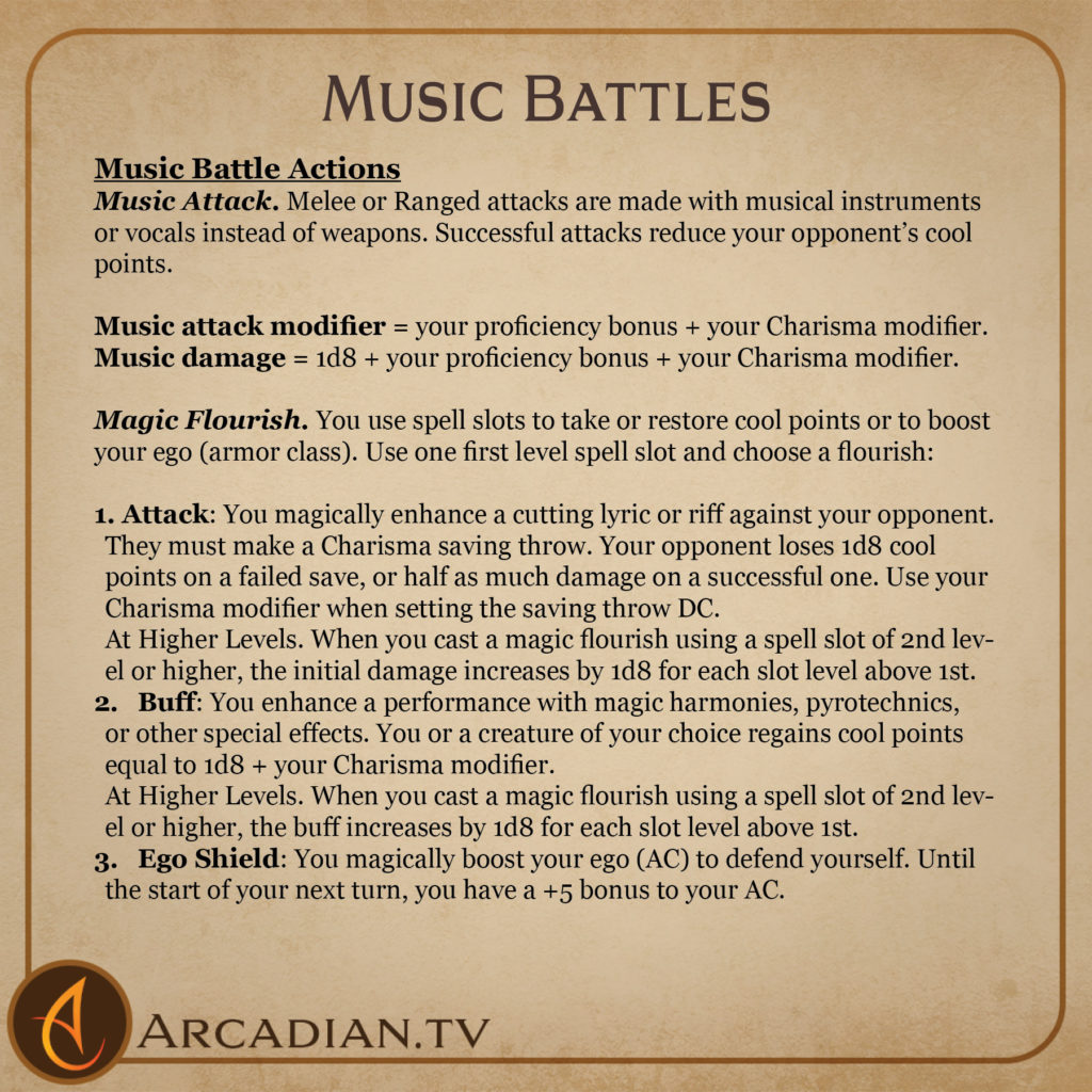 Music Battle actions card