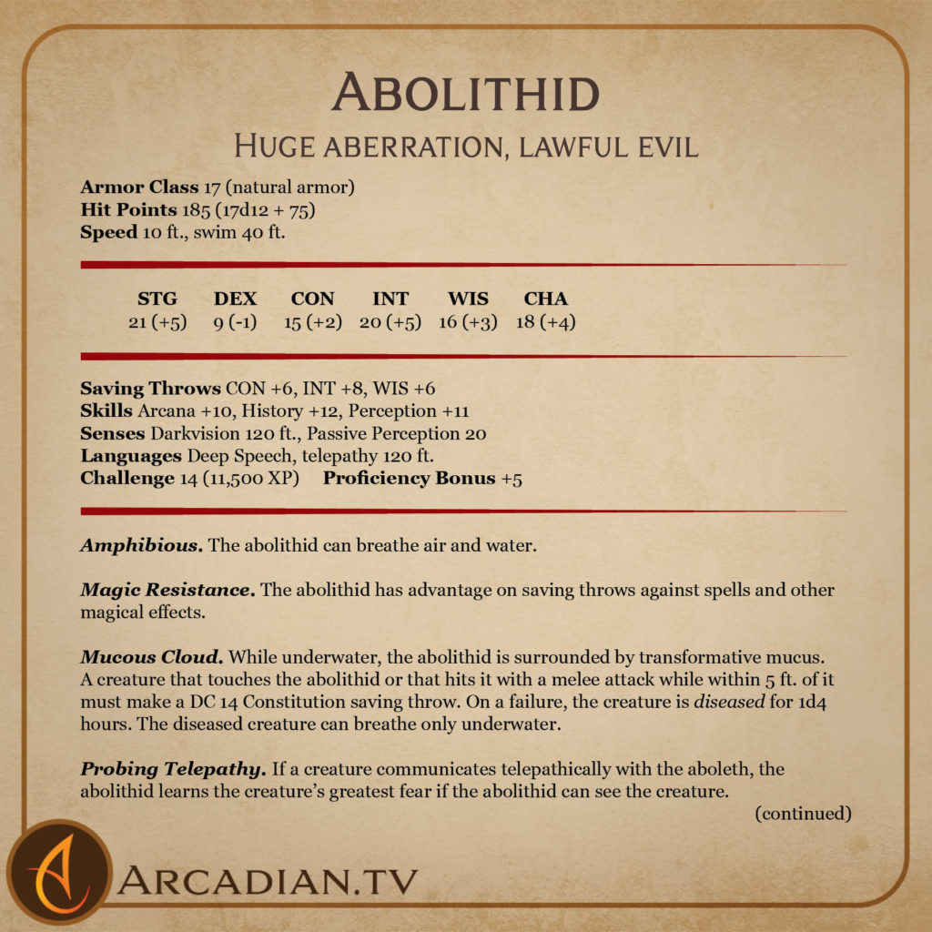 Abolithid card 2 - stats