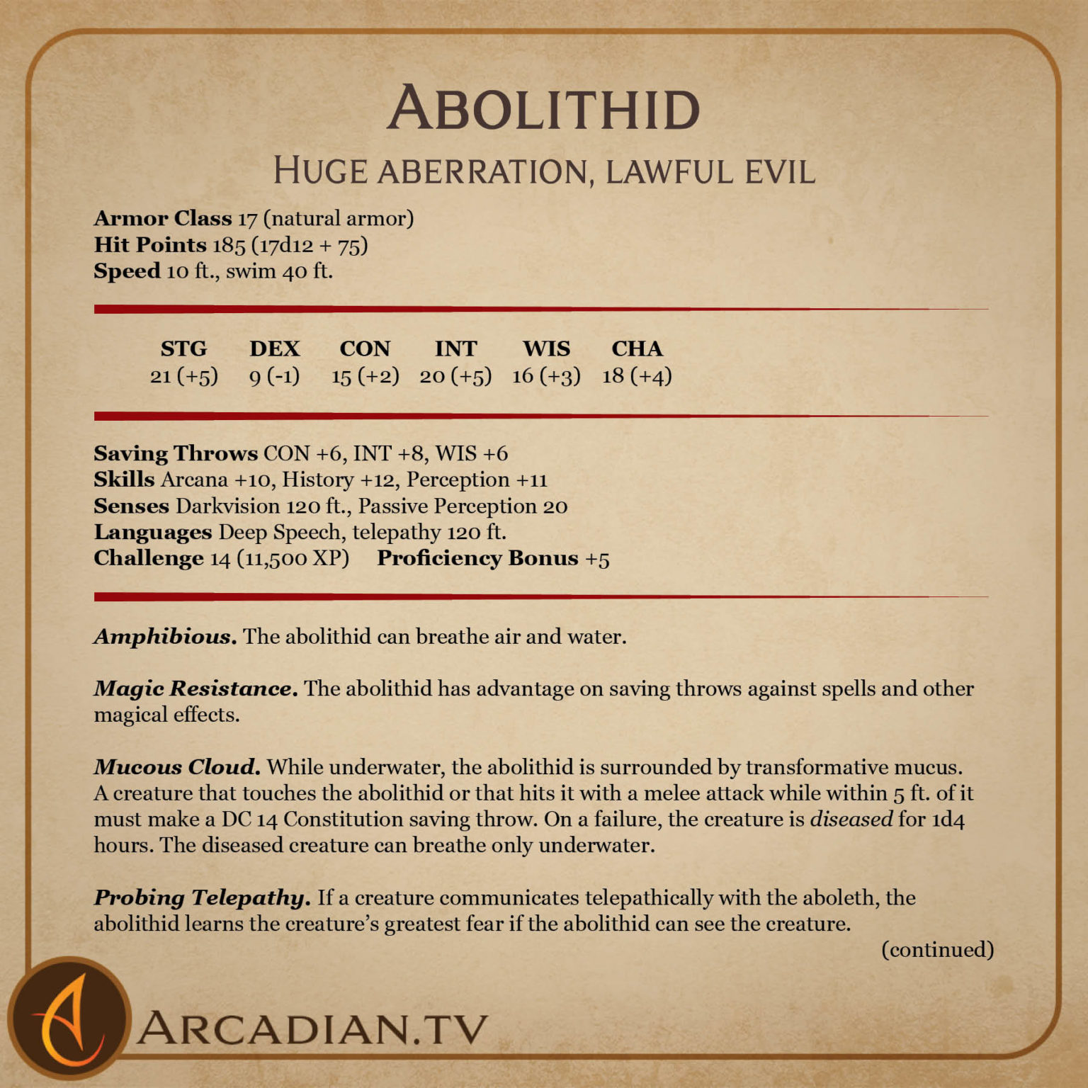 Abolithid new DnD mind flayer hybrid Arcadian Media