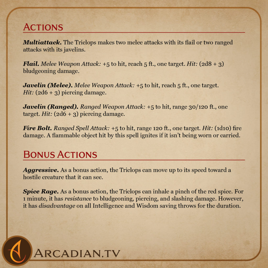 The Triclops card 3 - actions