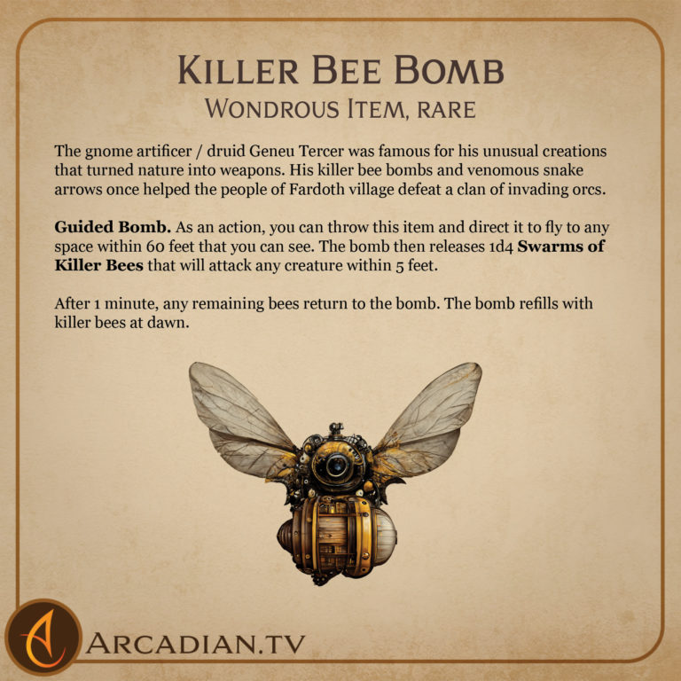 Killer Bee Bomb – new DnD magic item - Arcadian Media