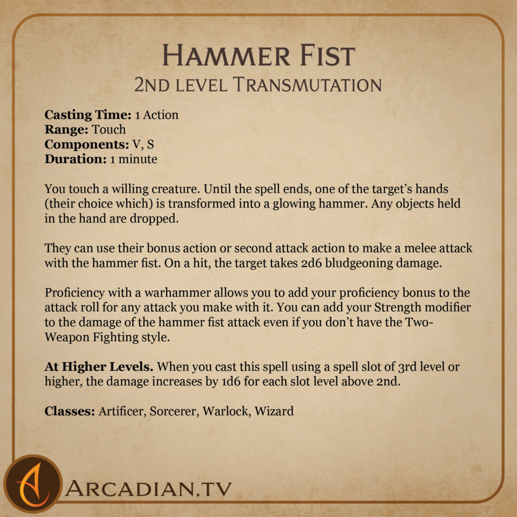 Hammer Fist spell card