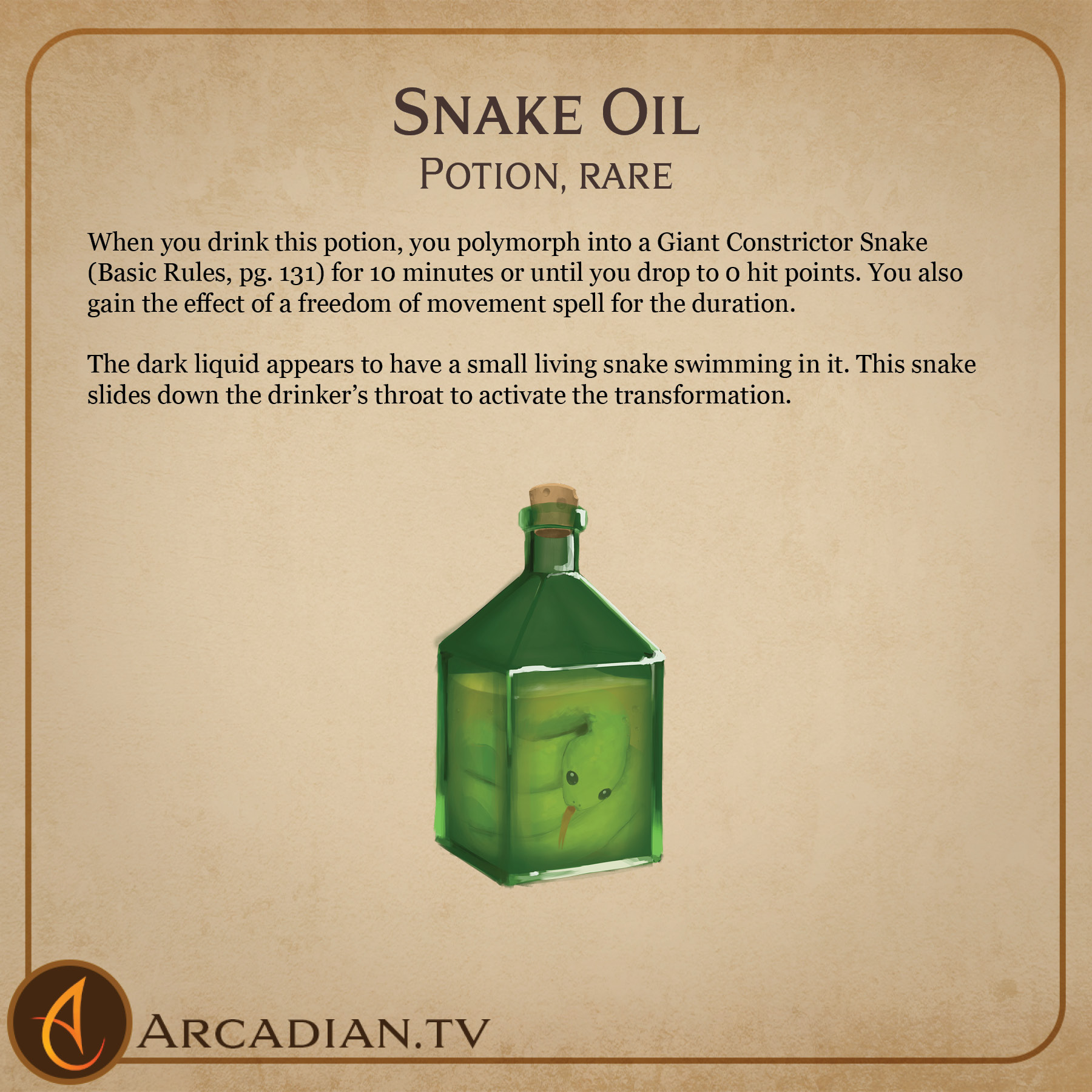 Snake Oil – new magic potion for DnD - Arcadian Media