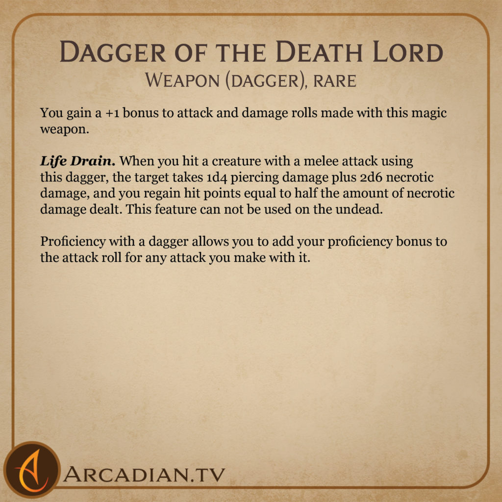 Dagger of the Death Lord card 2