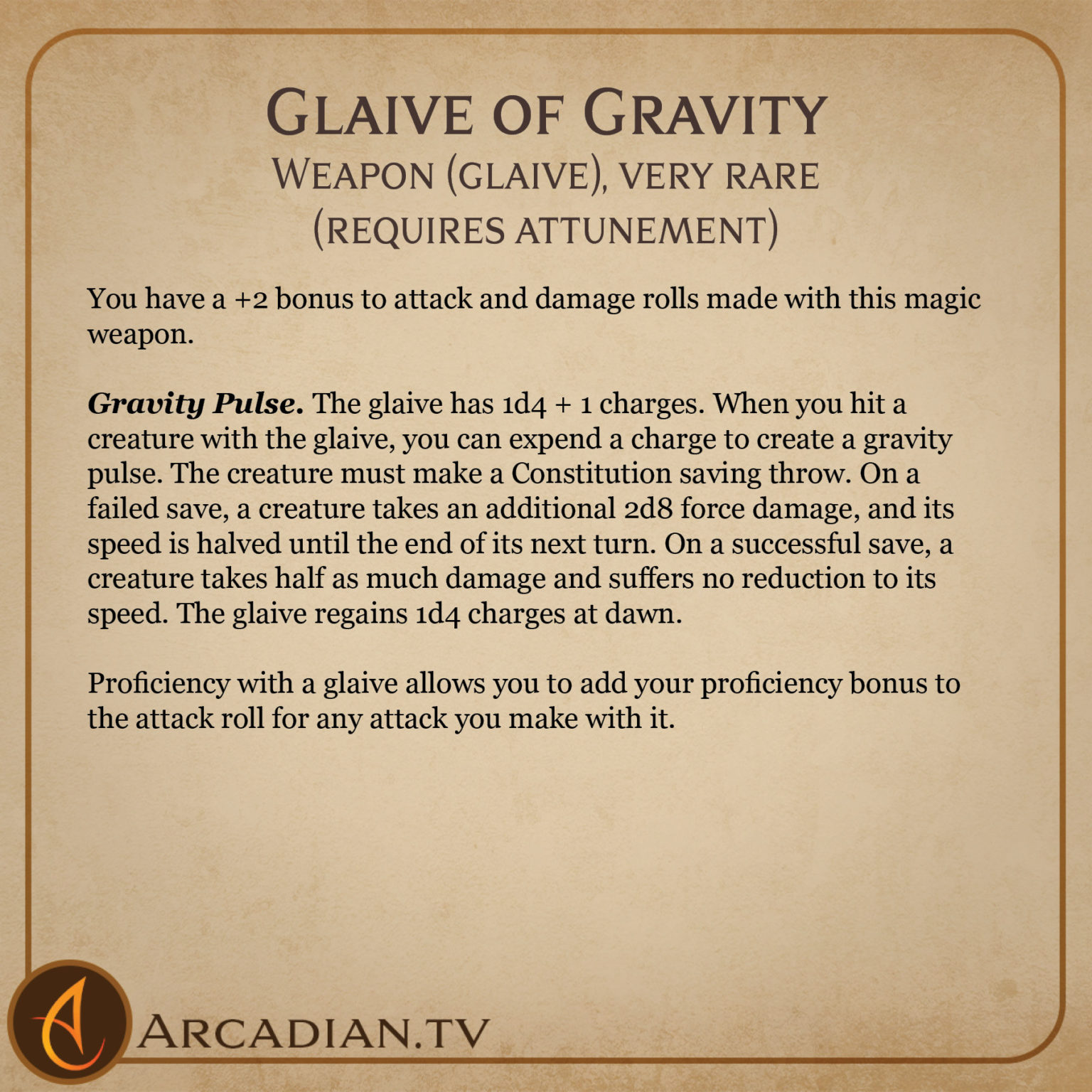 Glaive of Gravity – new DnD magic weapon - Arcadian Media