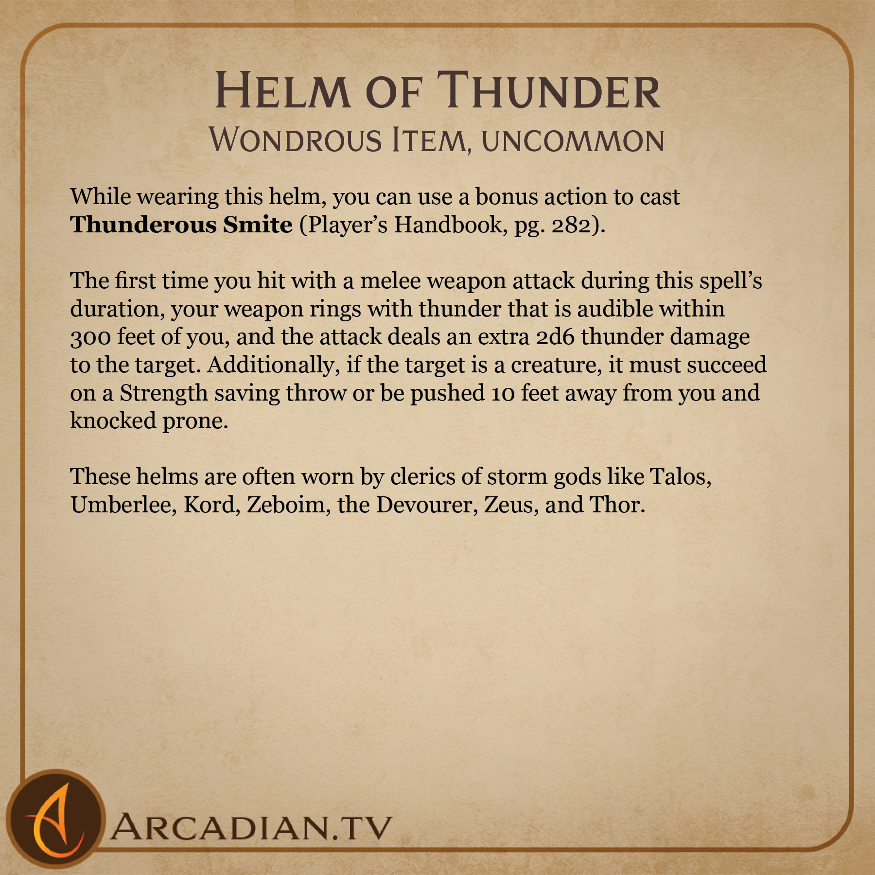 Helm of Thunder new DnD magic helmet Arcadian Media