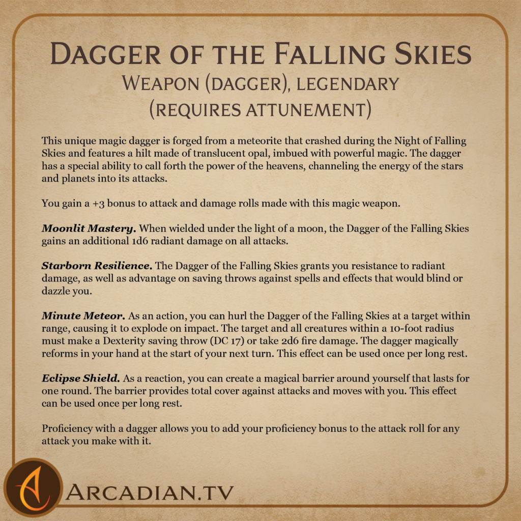 Dagger of the Falling Skies card 2