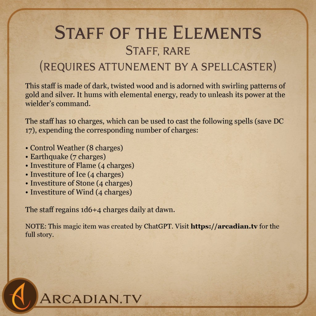 Staff of the Elements card 2