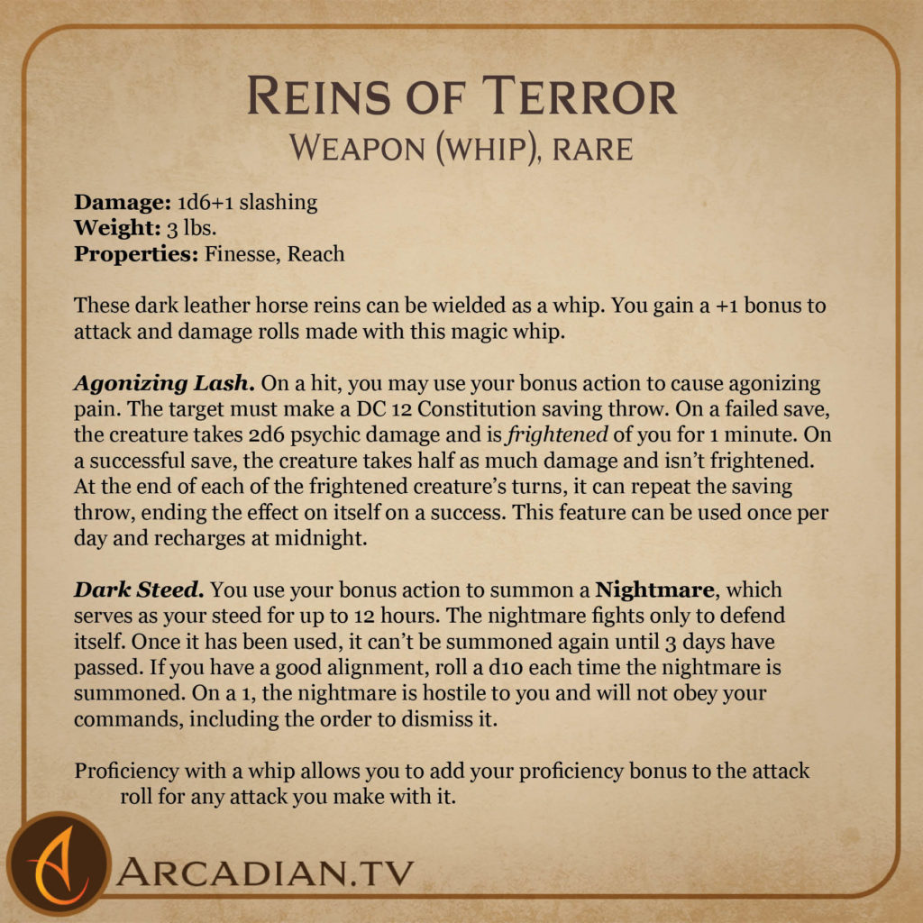 Reins of Terror magic item card 2