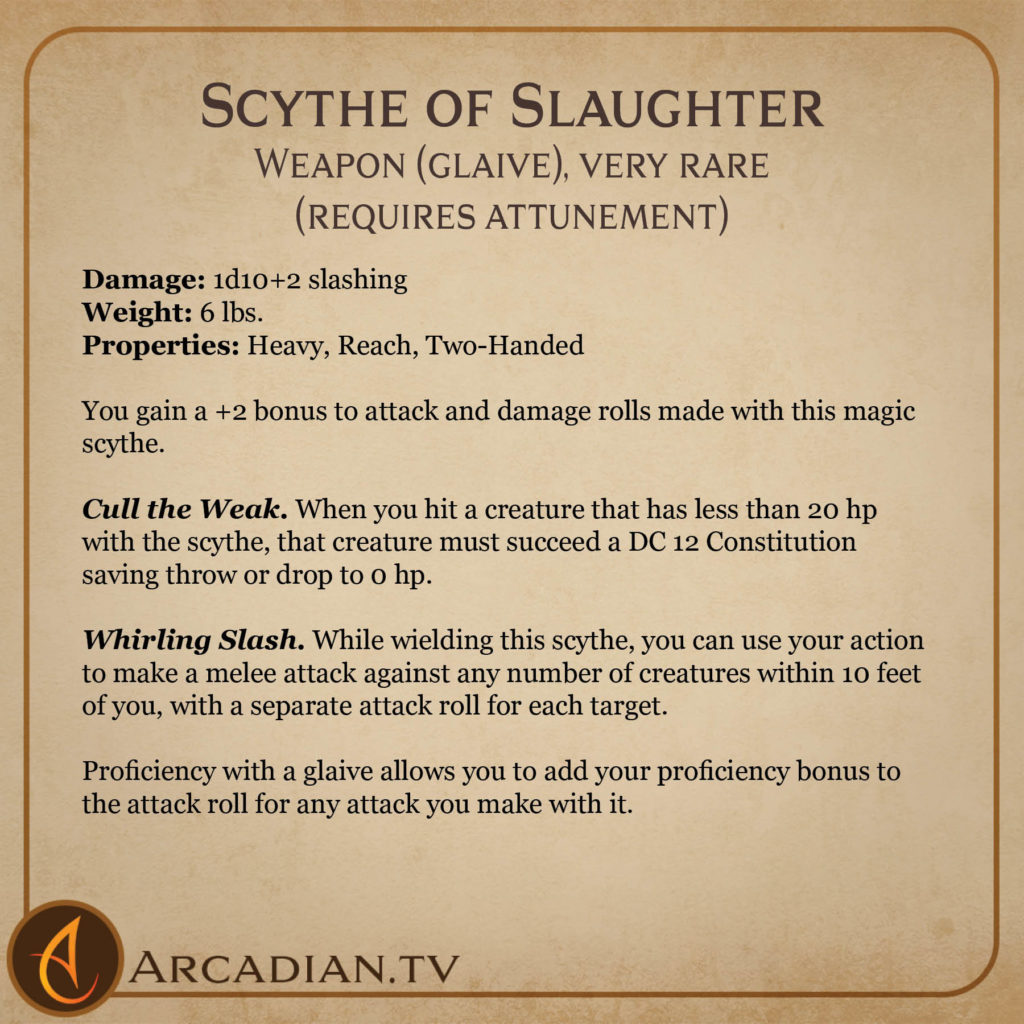 Scythe of Slaughter – new DnD magic weapon - Arcadian Media