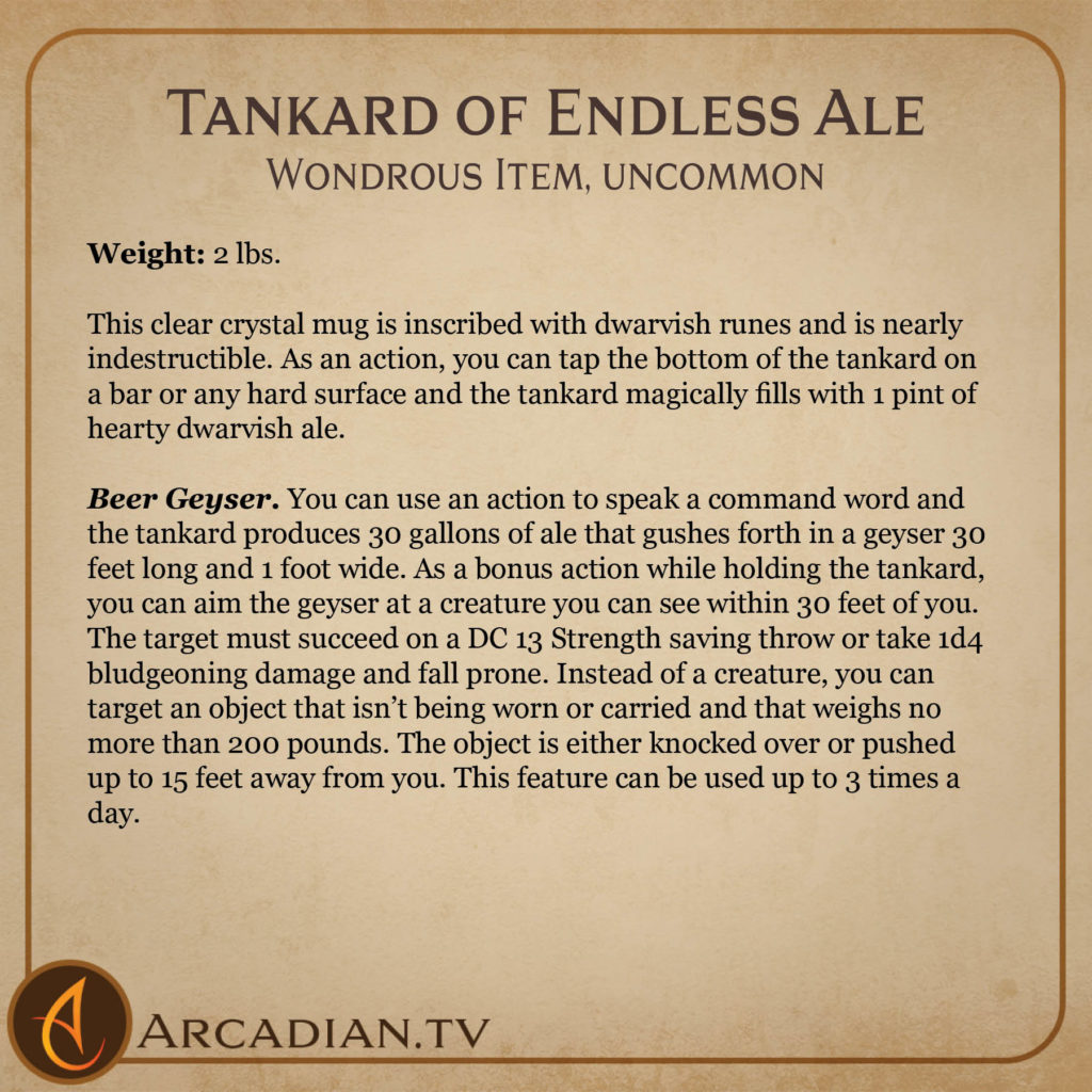 Tankard of Endless Ale magic item card 2