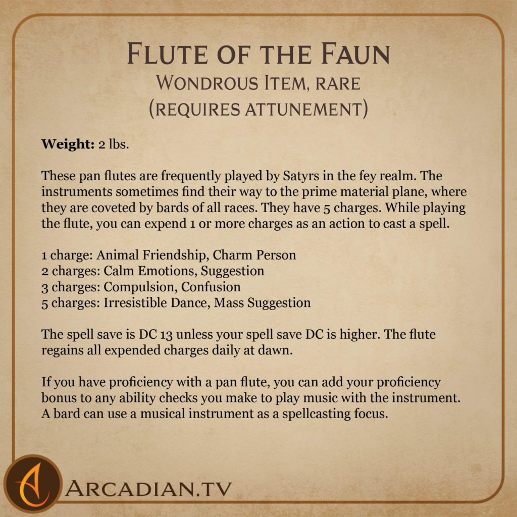 Flute of the Faun – new DnD magic item - Arcadian Media