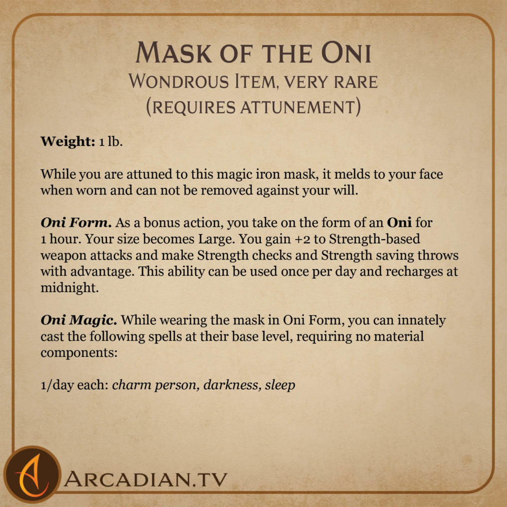 Mask of the Oni magic item card 2