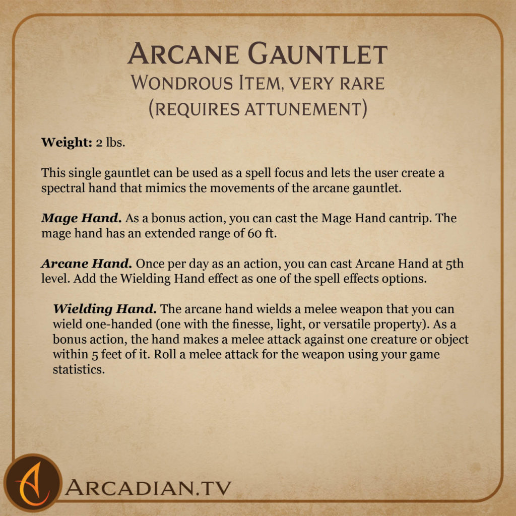 Arcane Gauntlet magic item card 2