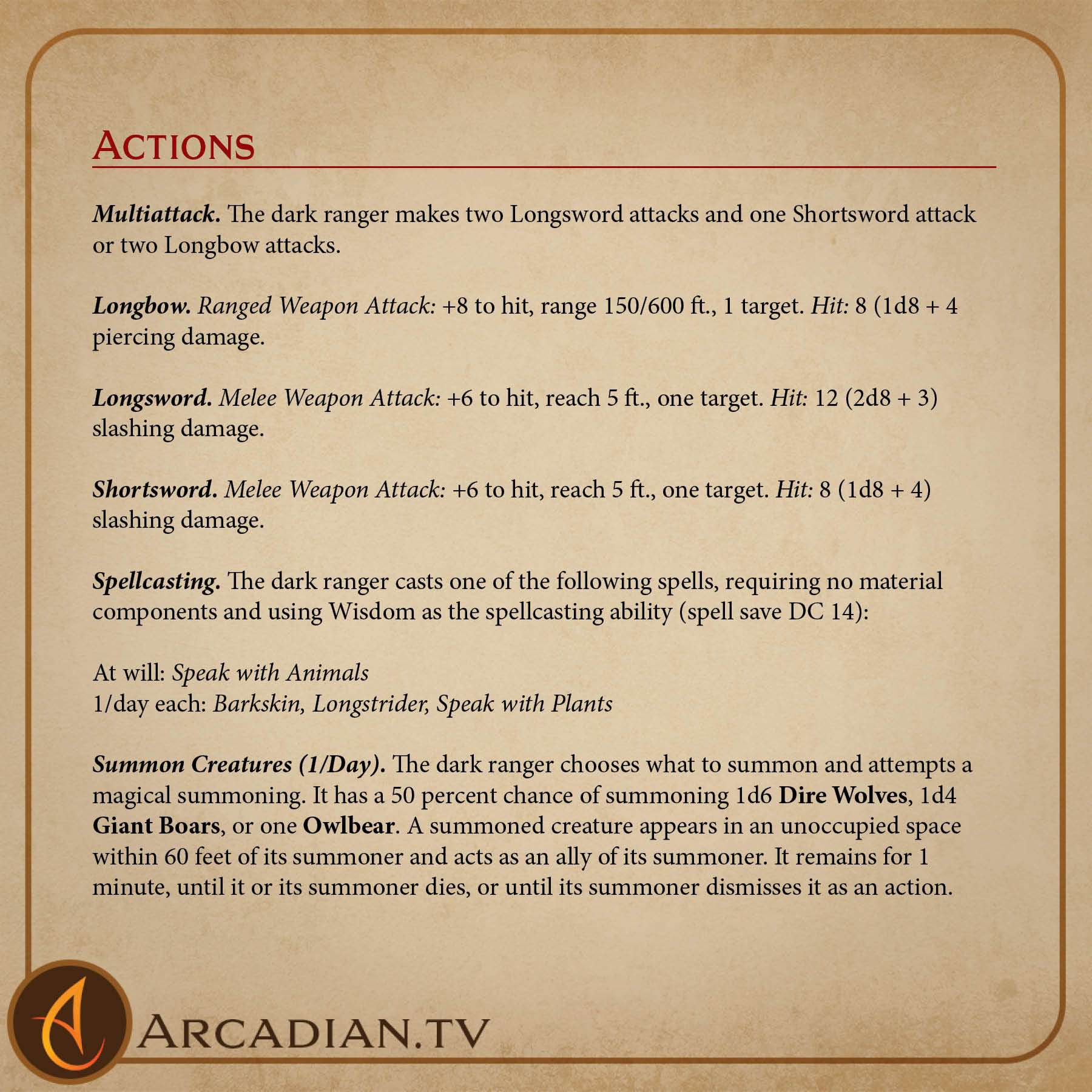 Dark Ranger – new DnD NPC monster - Arcadian Media