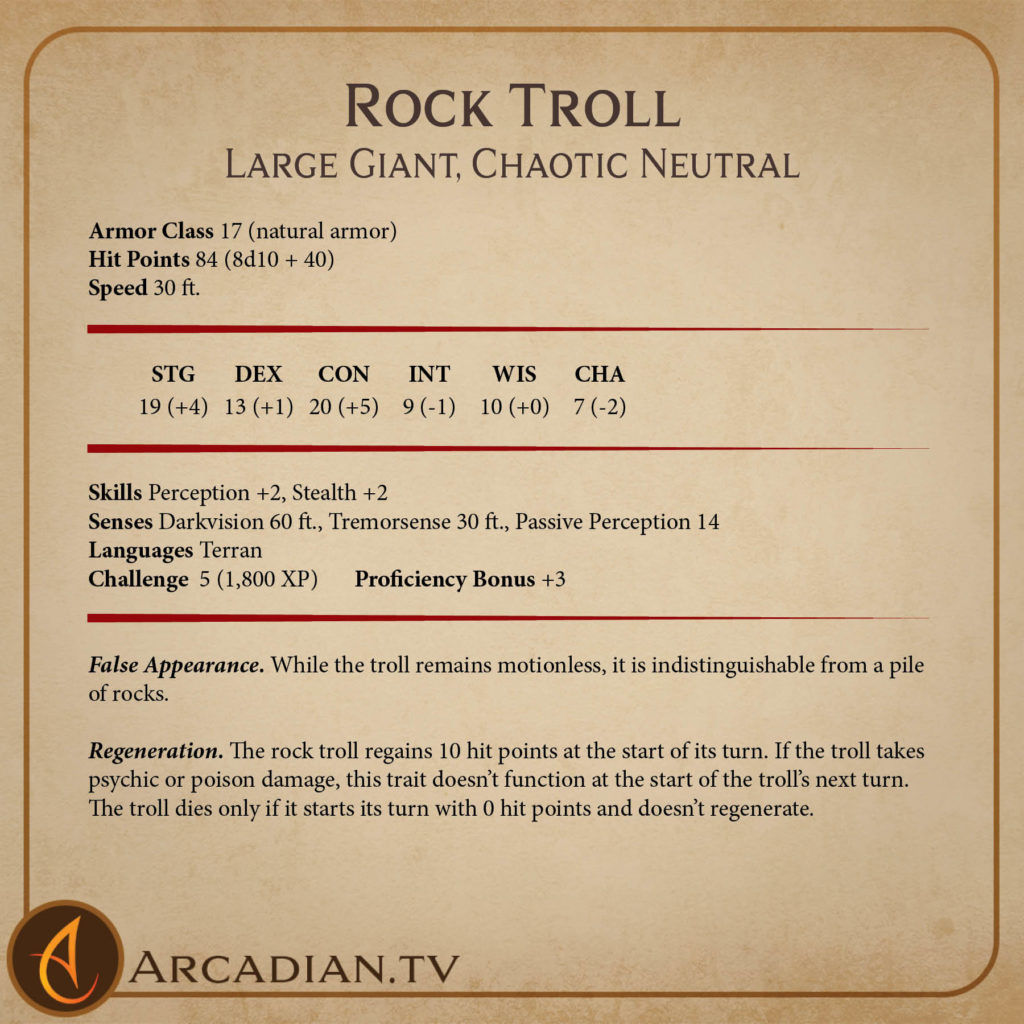 Rock Troll monster card 2