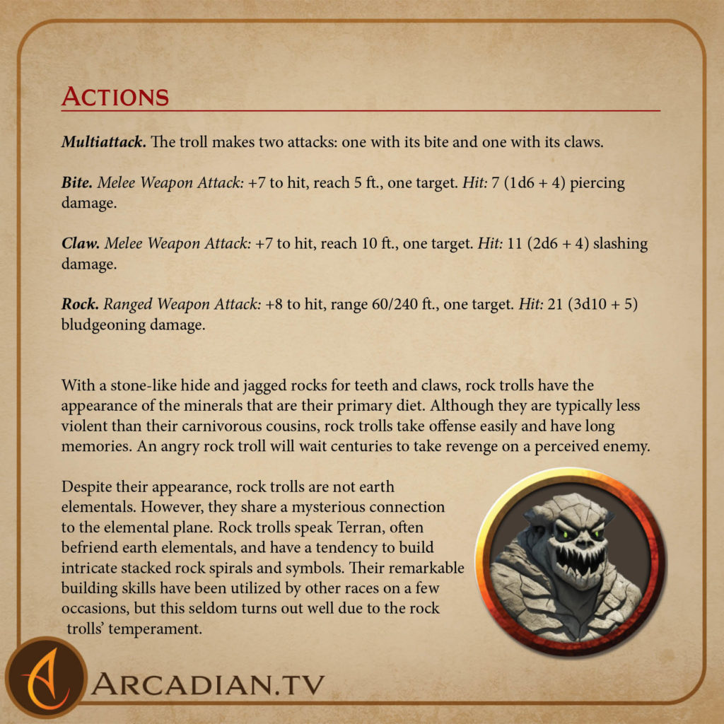 Rock Troll monster card 3