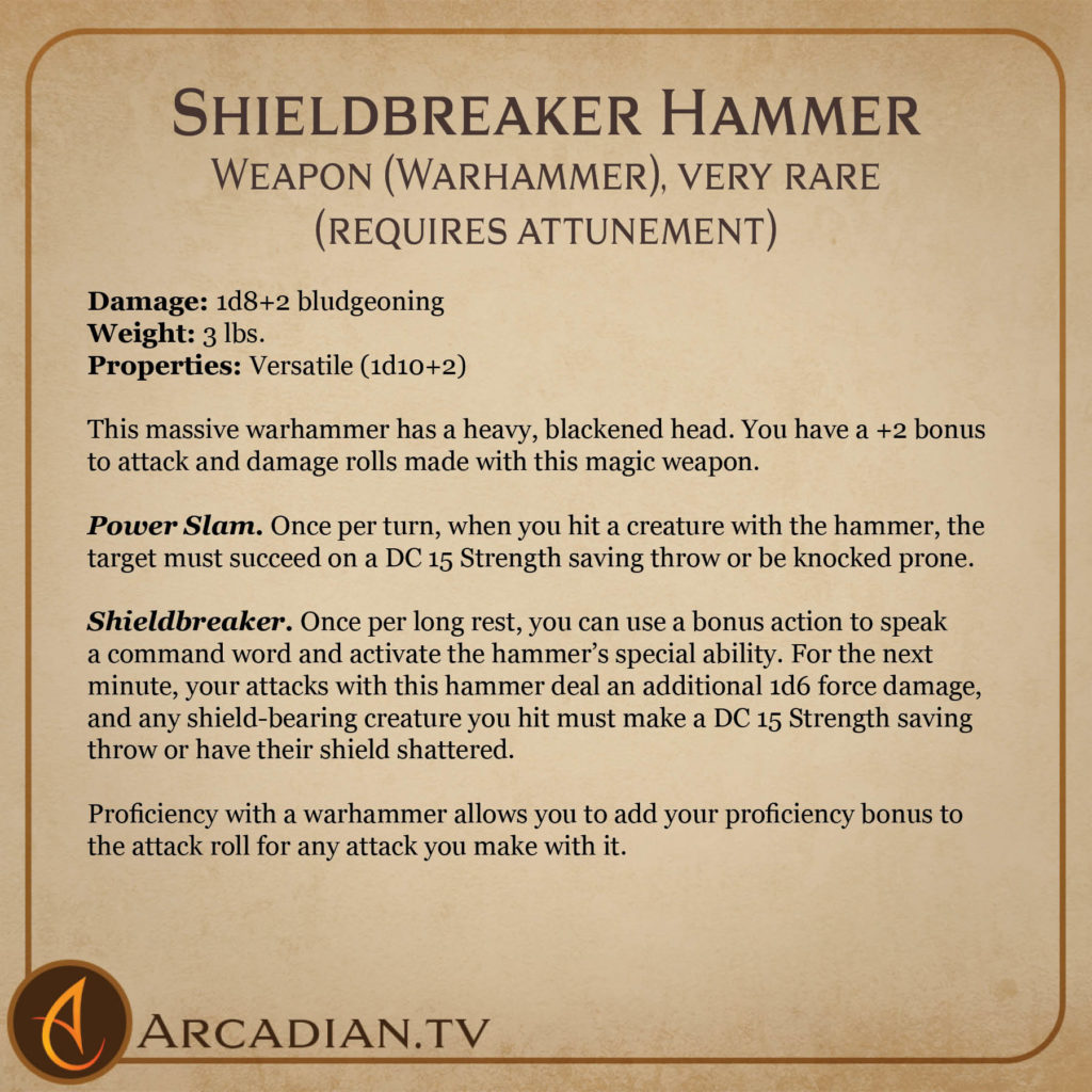 Shieldbreaker Hammer magic item card 2