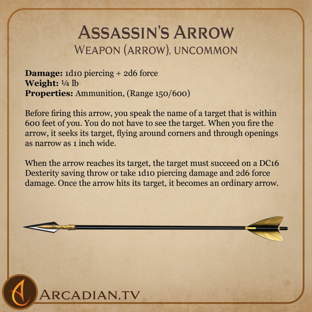 Assassin’s Arrow magic item card 2