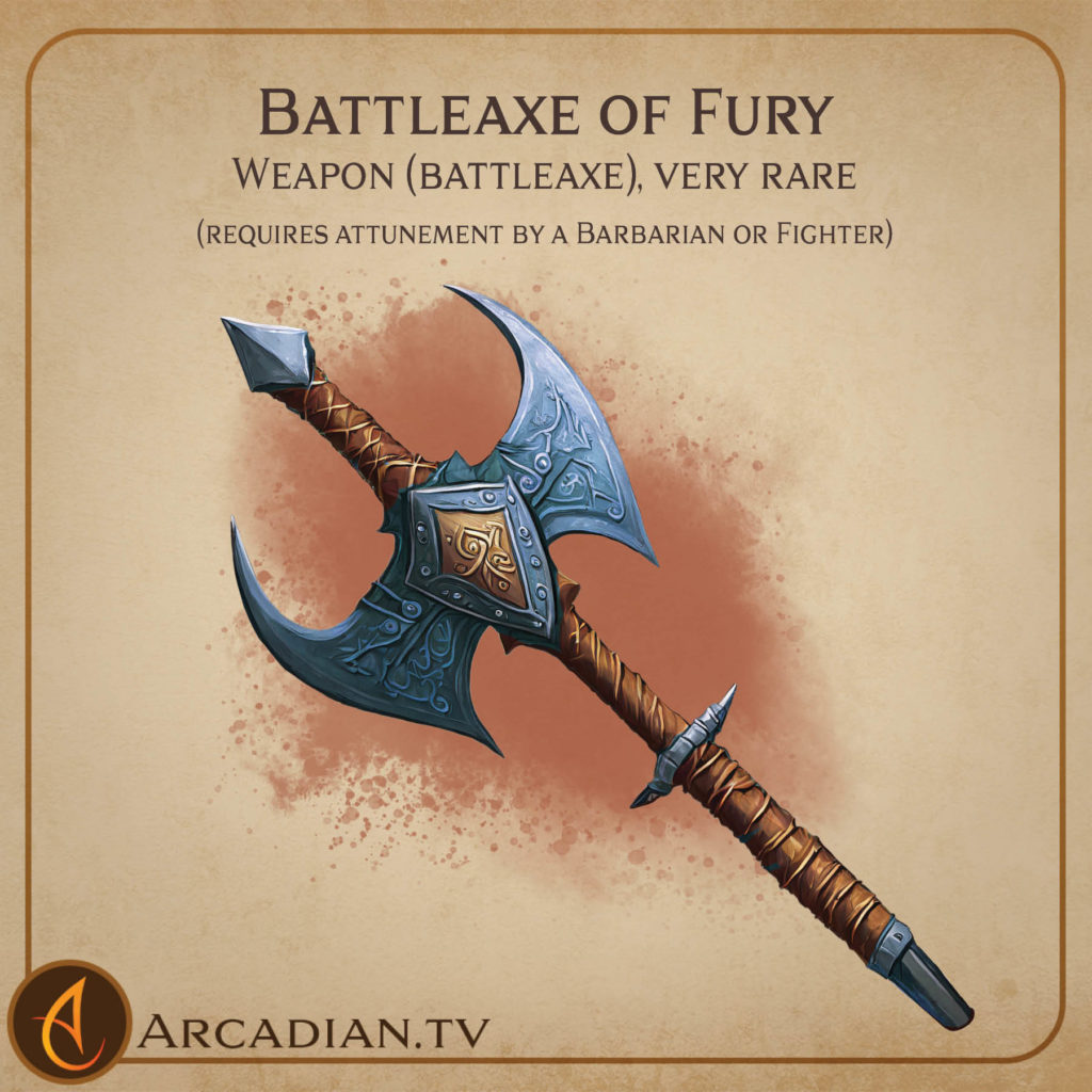 Battleaxe of Fury magic item card 1