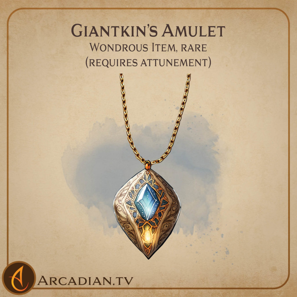 Giantkin's Amulet magic item card 1
