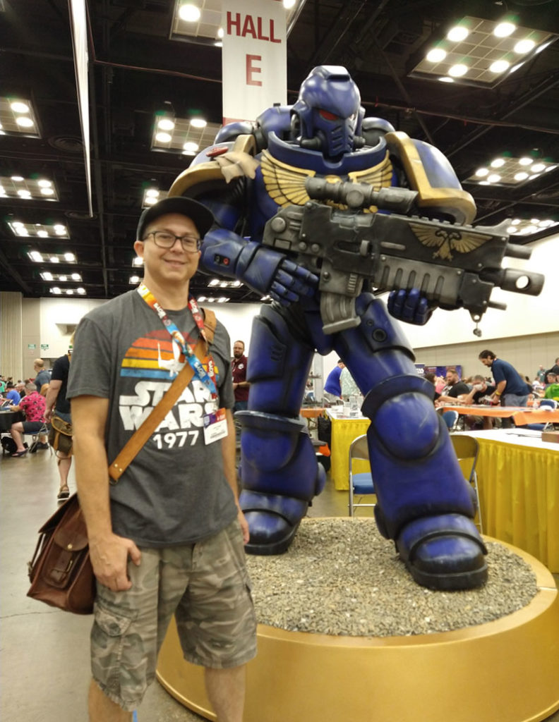 Joshua with an Ultramarine at GenCon 2023