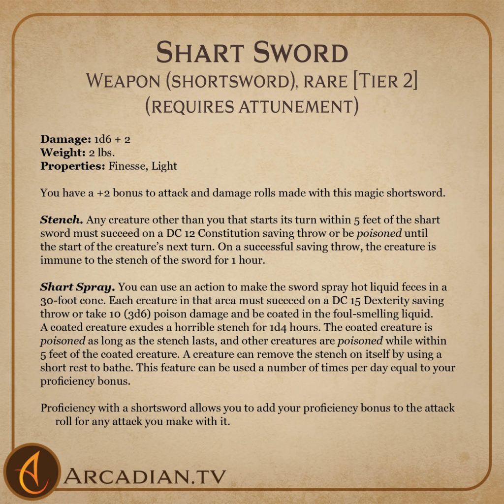 Shart Sword magic item card 2