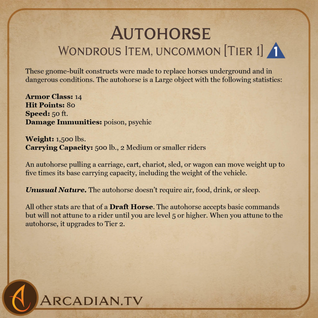Autohorse magic item card 2