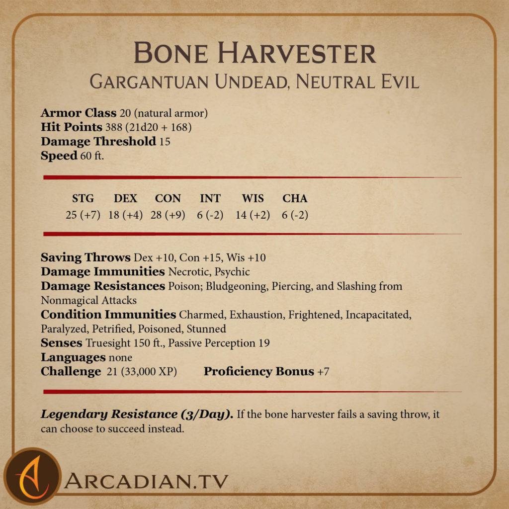 Bone Harvester monster card 2