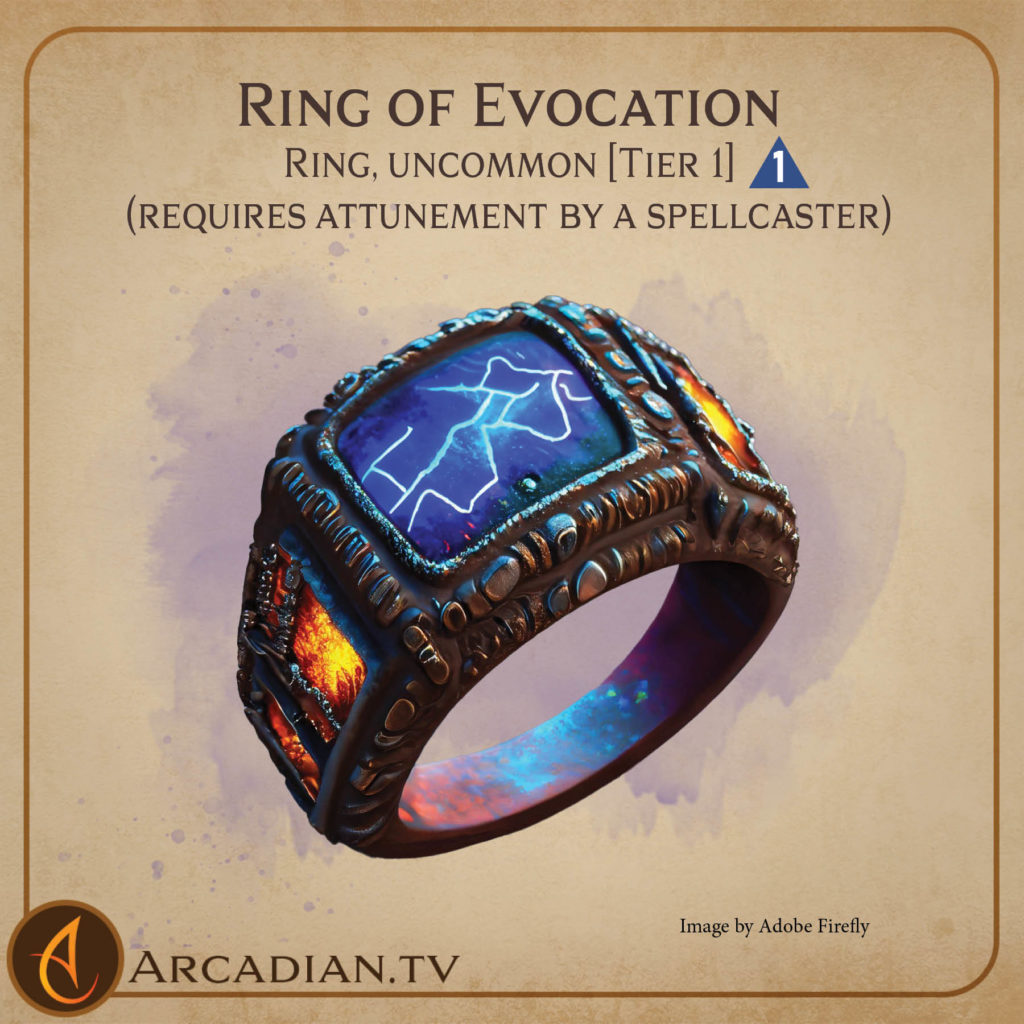 Ring of Evocation magic item card 1