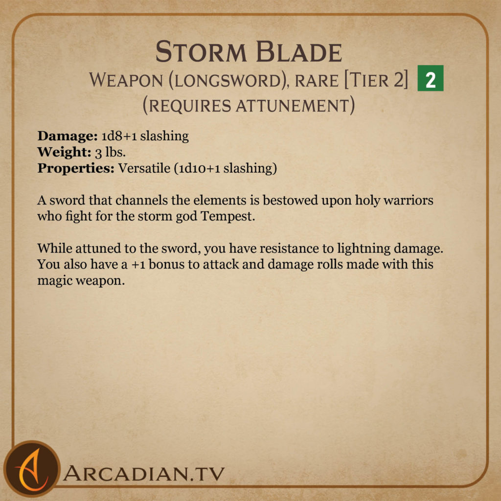 Storm Blade magic item card 2