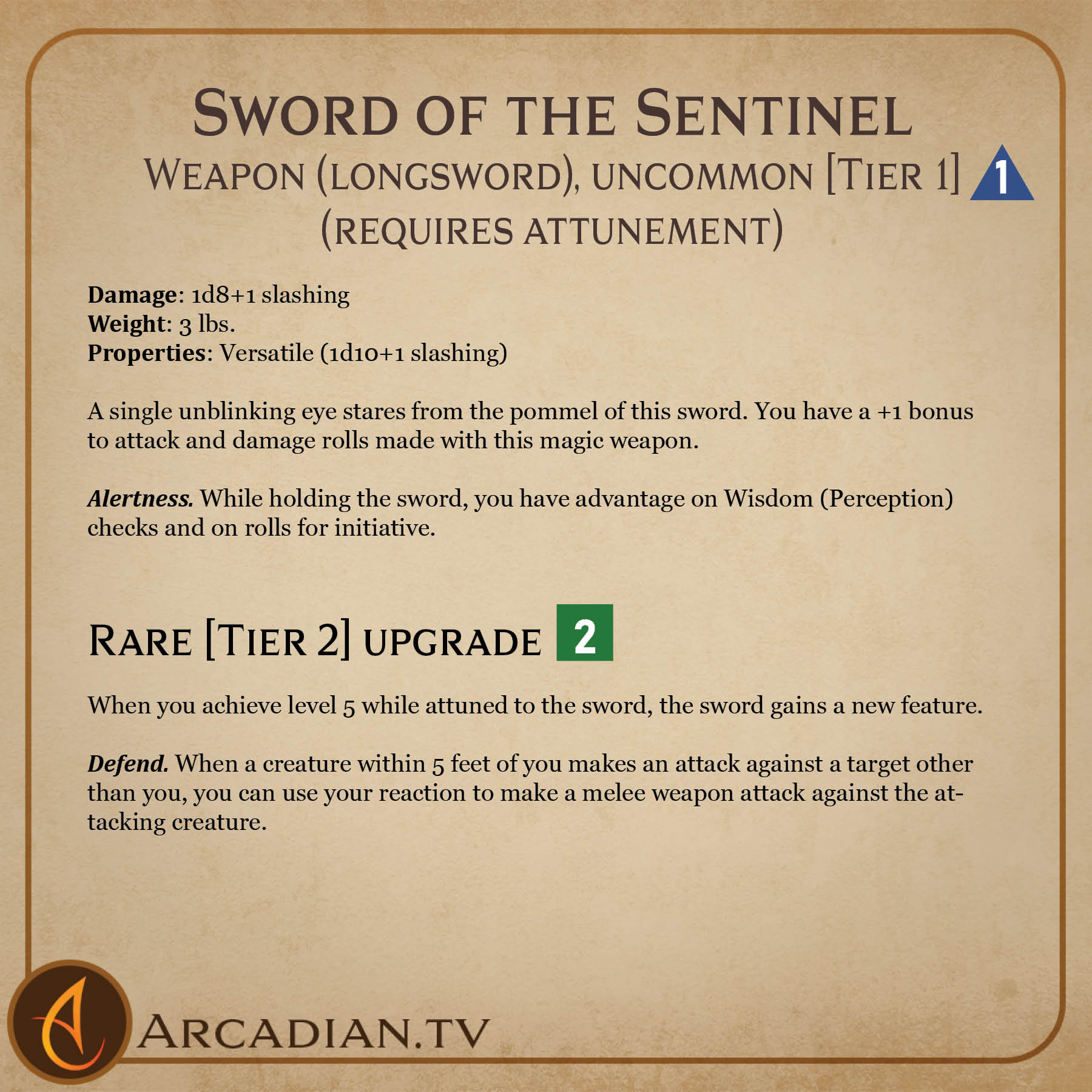 Sentinel D D Sword of the Sentinel – new DnD magic item - Arcadian Media
