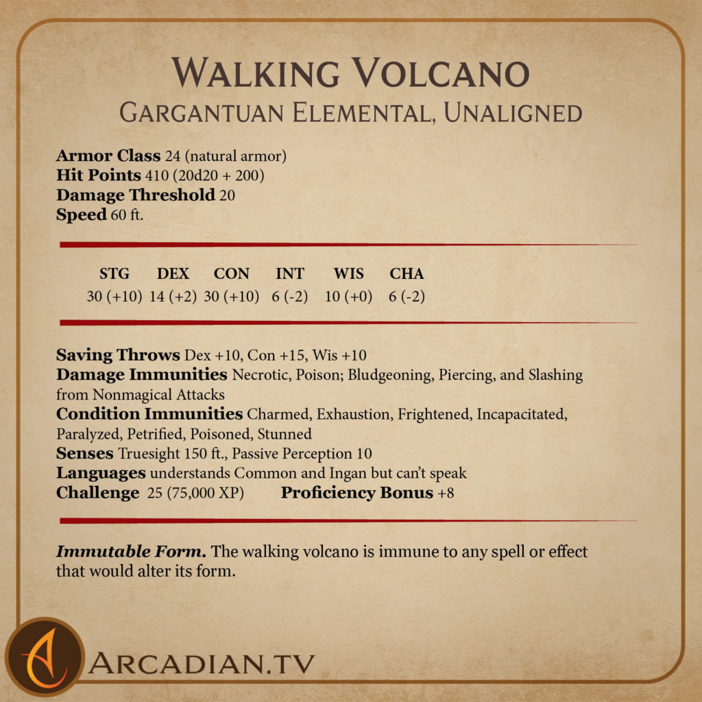 Walking Volcano monster card 2