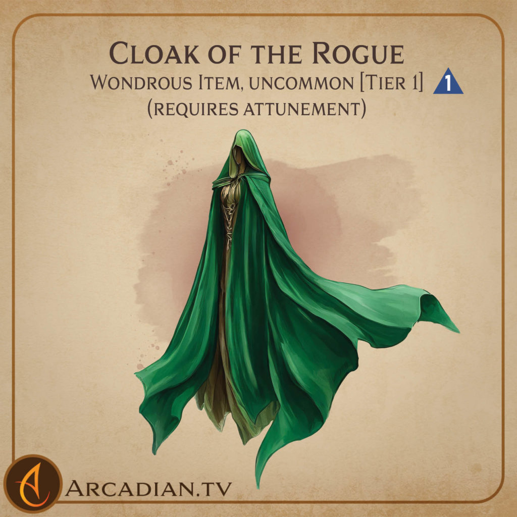 Cloak of the Rogue magic item card 1