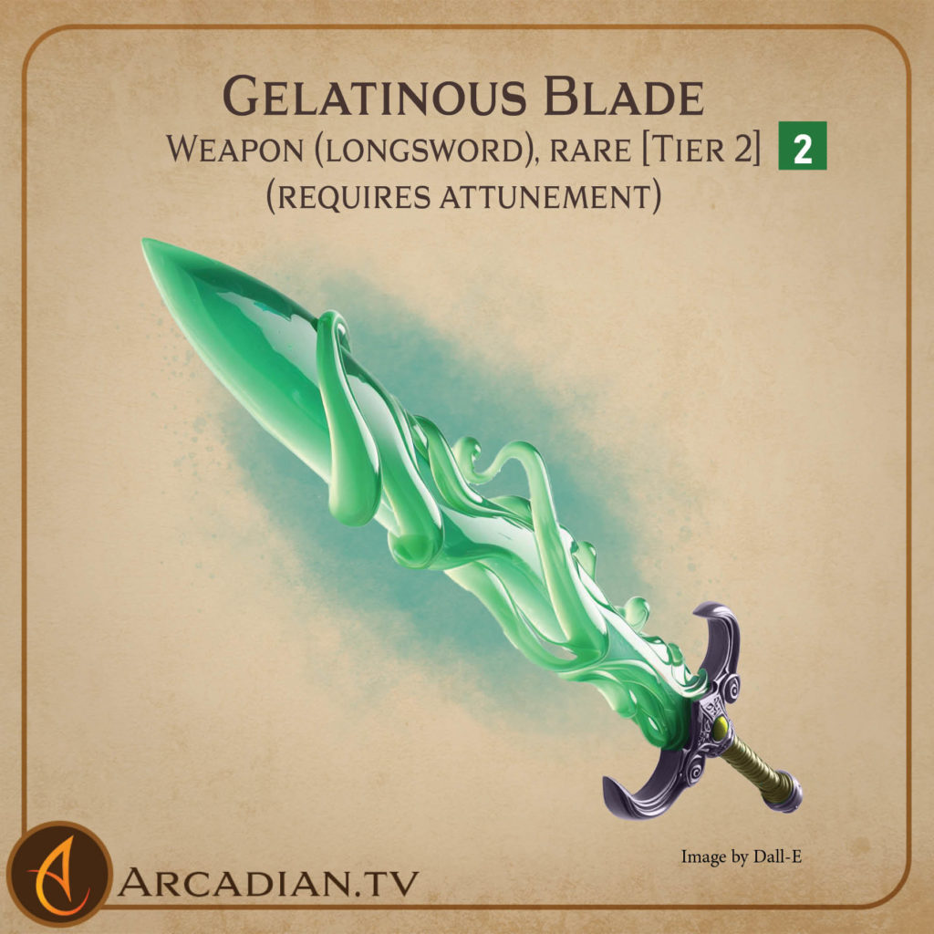 Gelatinous Blade magic item card 1