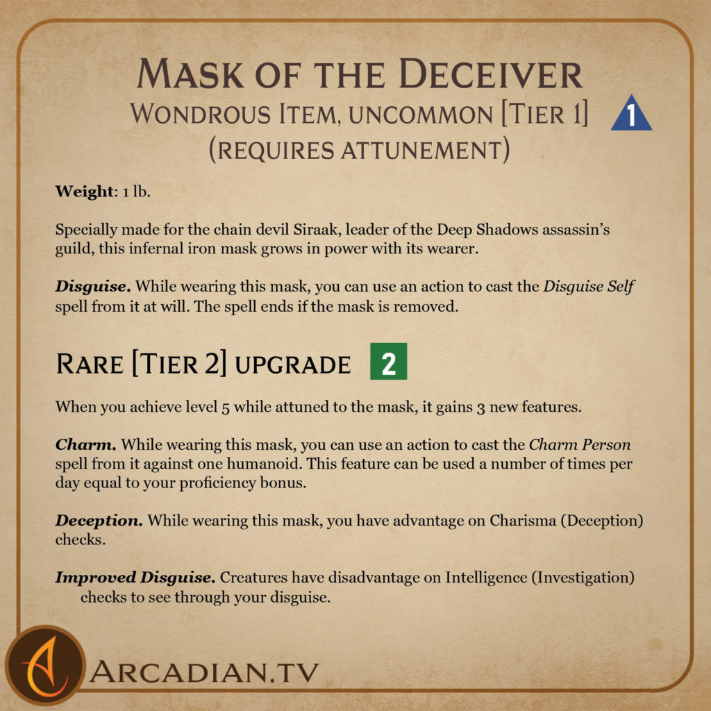 Mask of the Deceiver magic item card 2