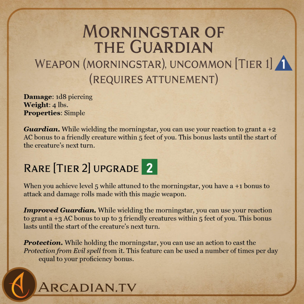 Morningstar of the Guardian magic item card 2