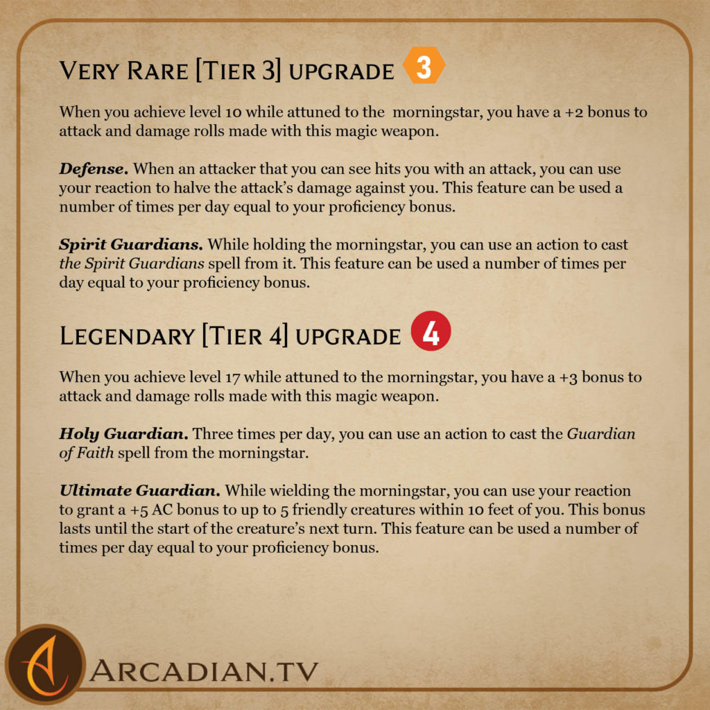 Morningstar of the Guardian magic item card 3