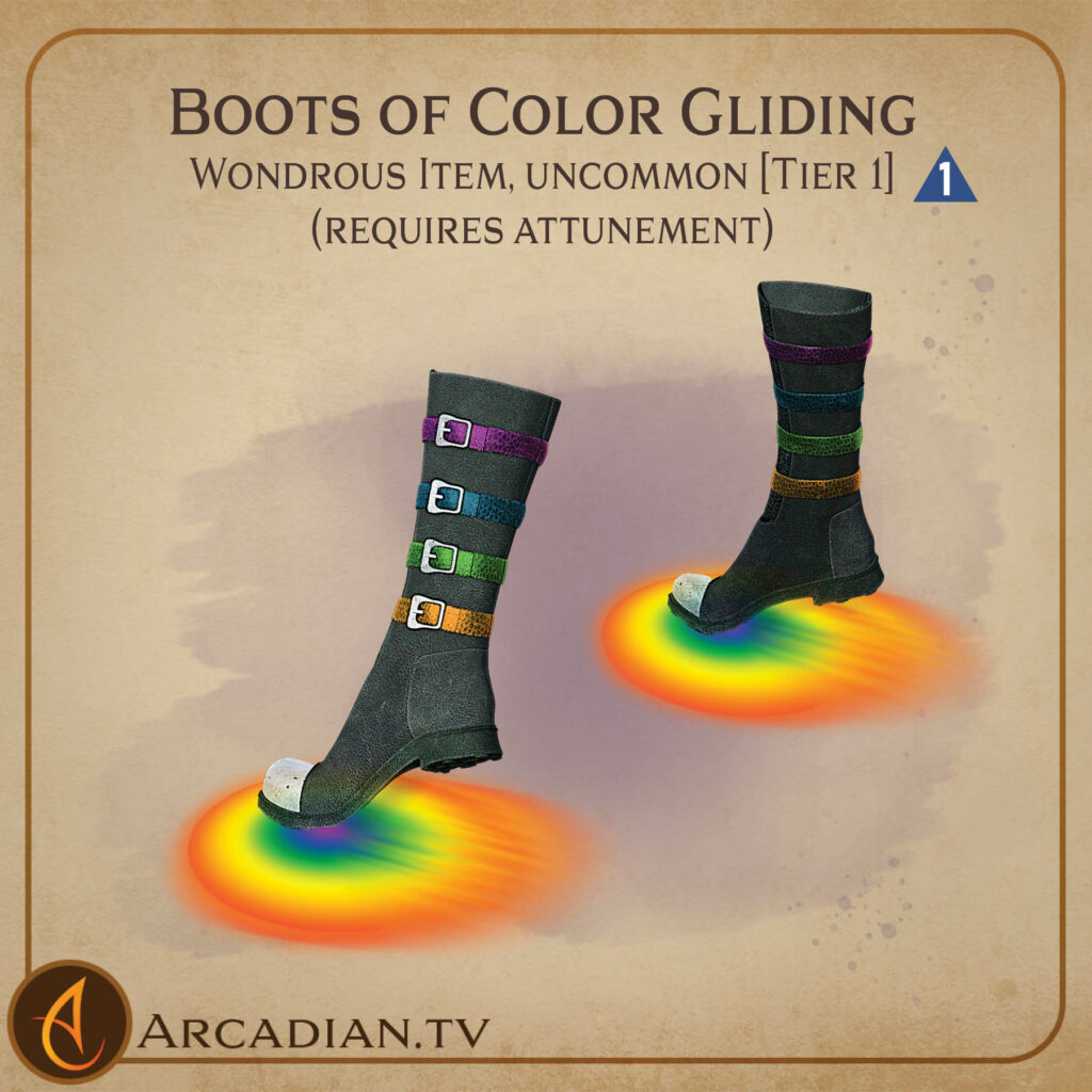 Boots of Color Gliding magic item card 1