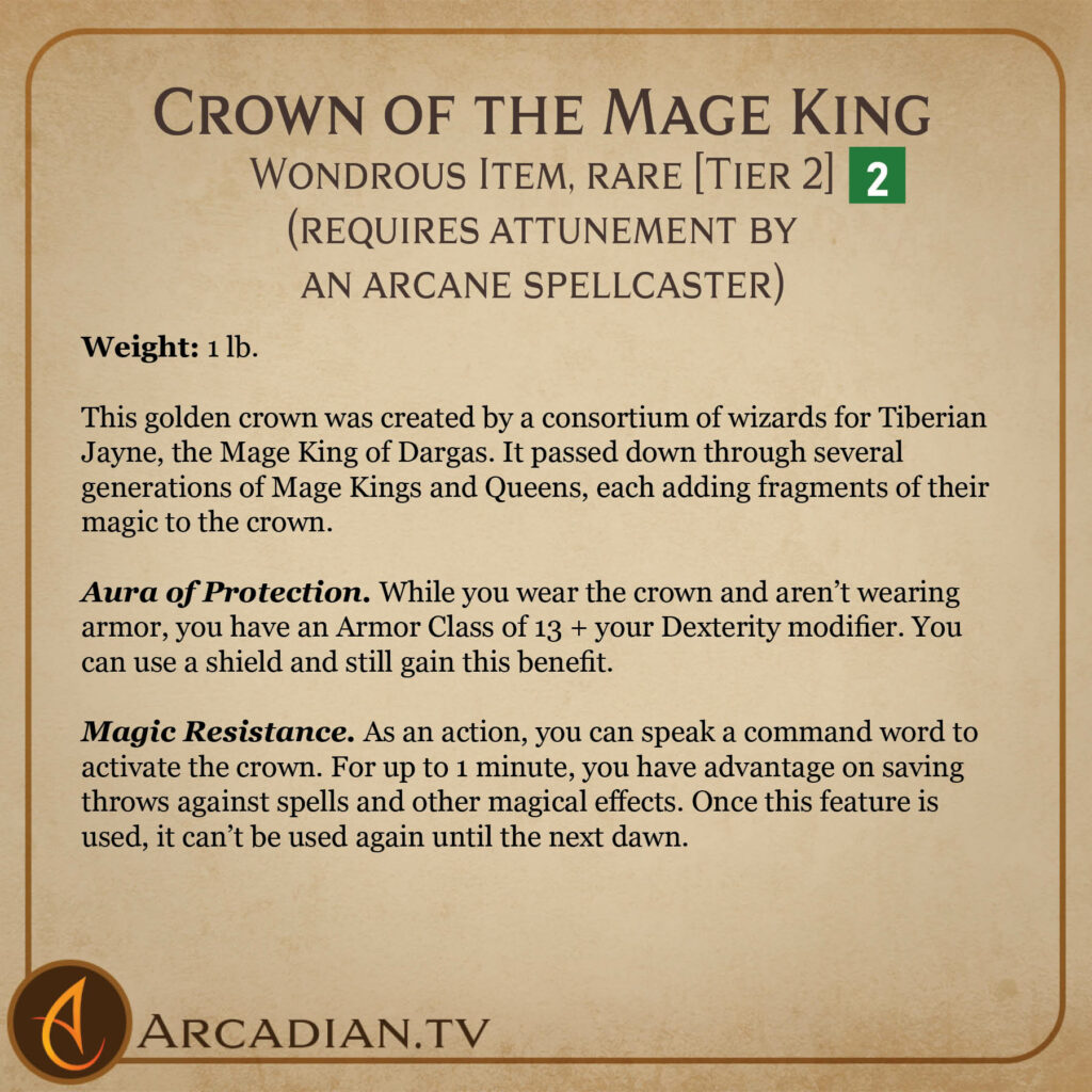 Crown of the Mage King magic item card 2