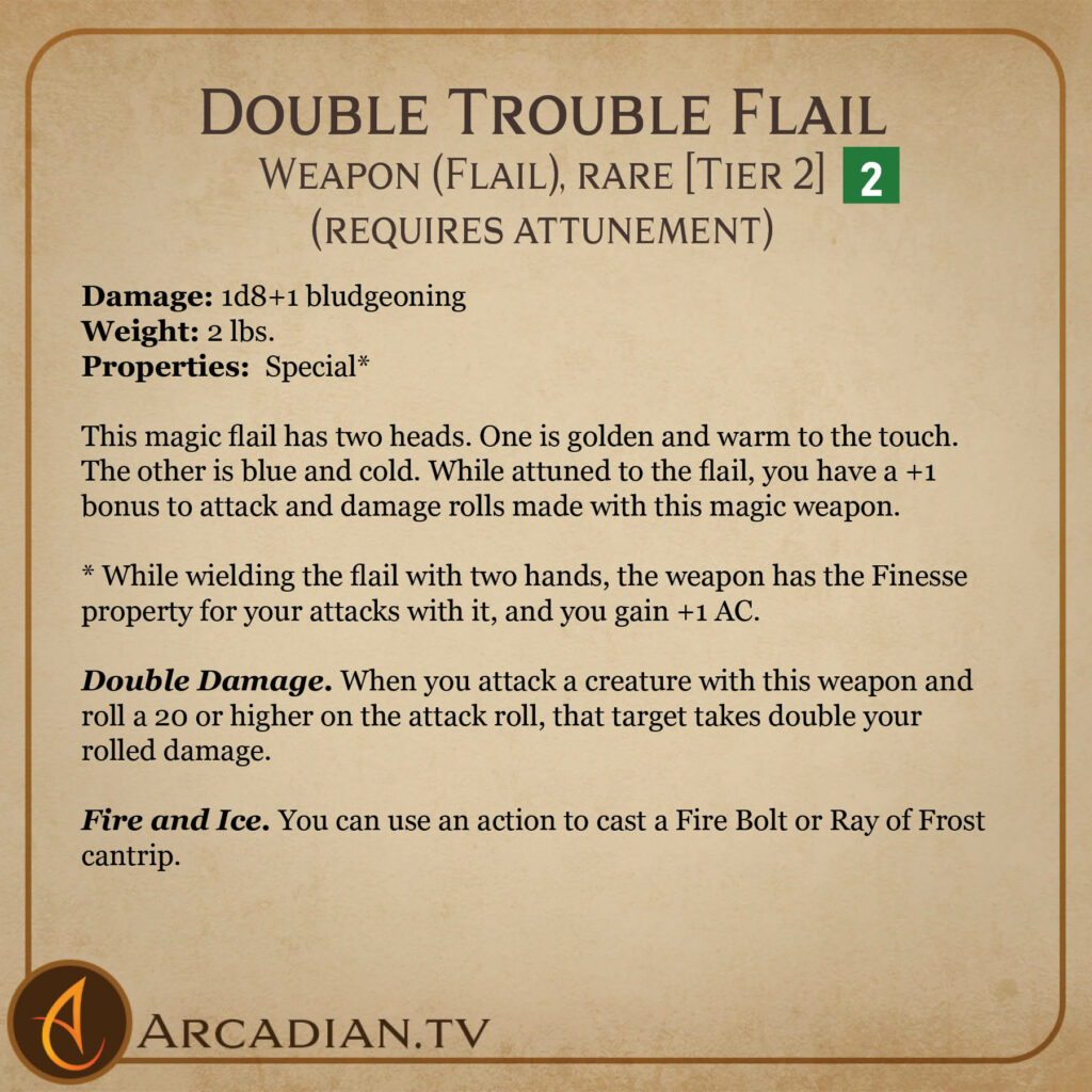 Double Trouble Flail magic item card 2