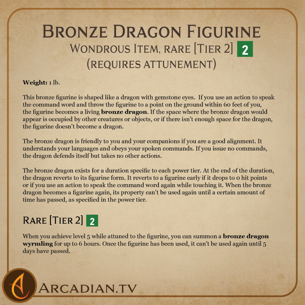 Bronze Dragon Figurine magic item card 2