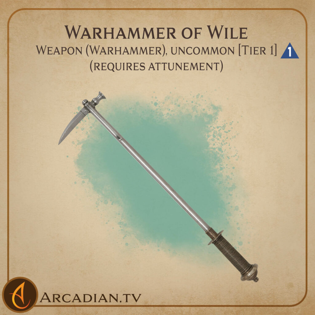 Warhammer of Wile magic item card 1