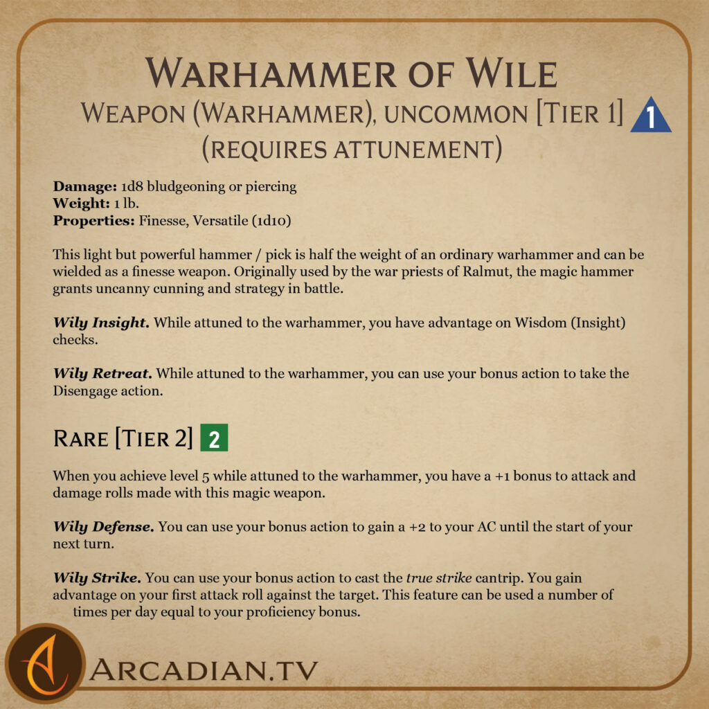Warhammer of Wile magic item card 2