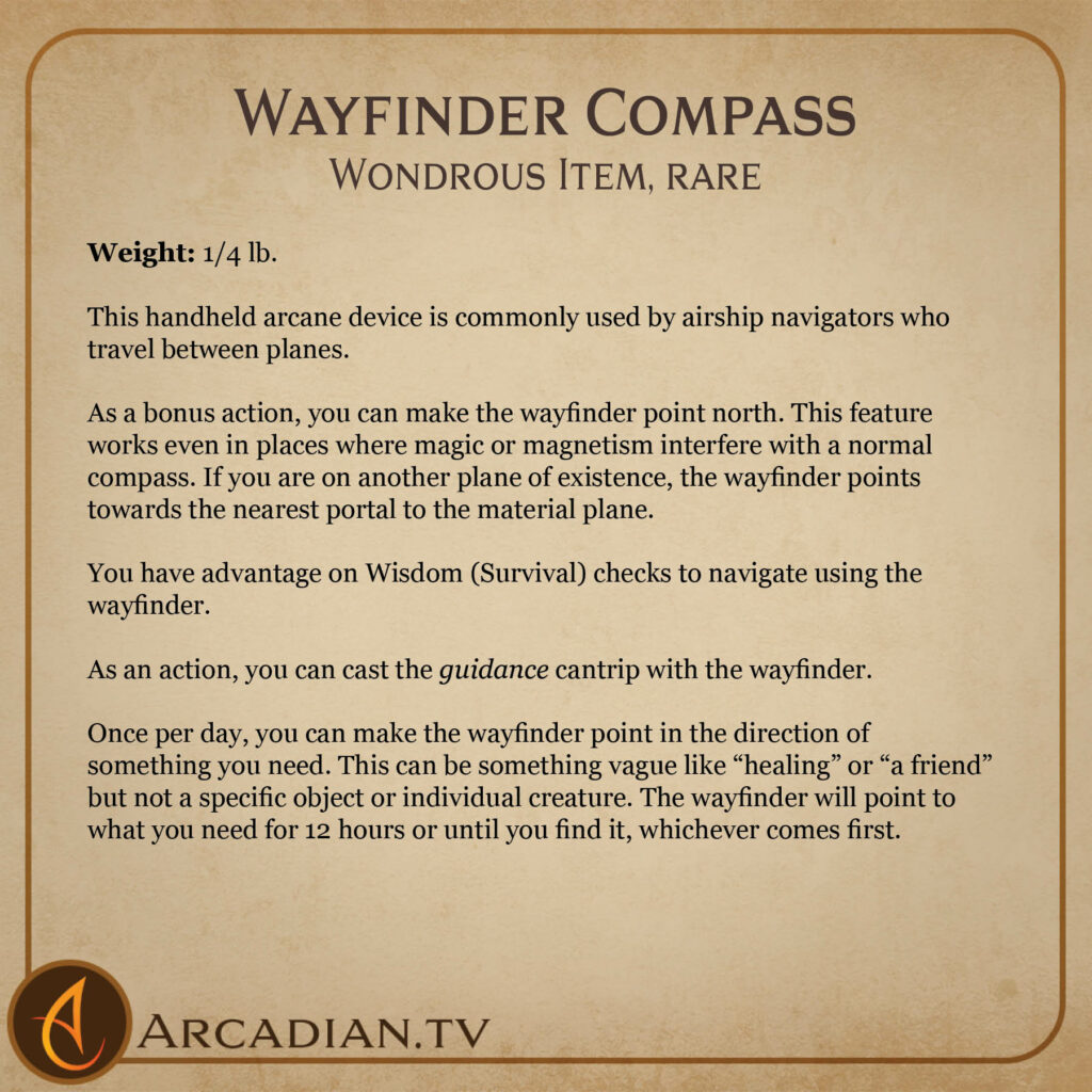 Wayfinder Compass magic item card 2