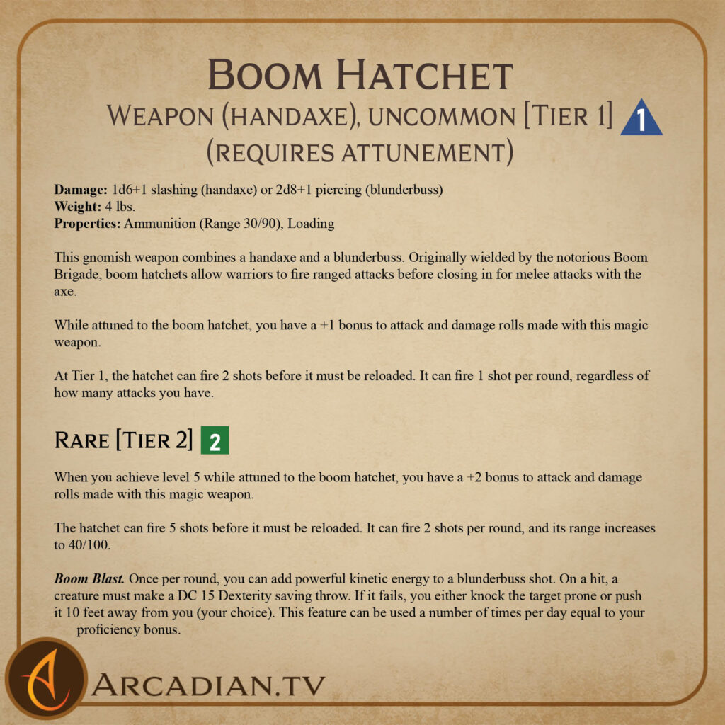 Boom Hatchet magic item card 2