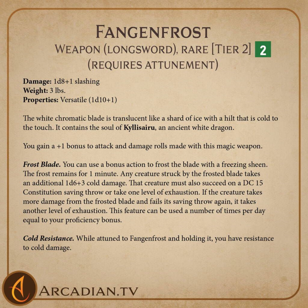 Fangenfrost magic item card 2